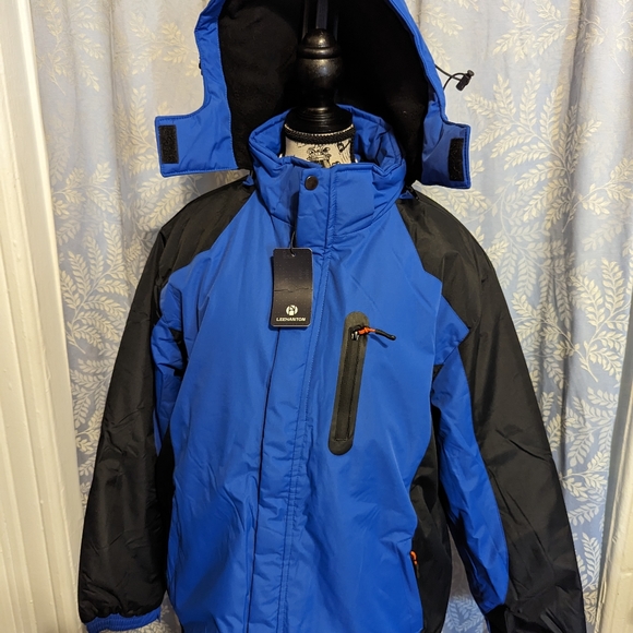 LEEHANTON Adult Fleece Lined Coat, Size: XL, Color: Blue/Black - Picture 3 of 5